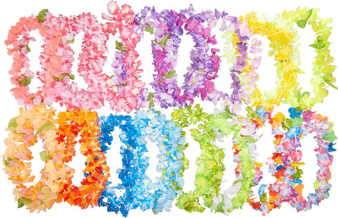 Oojami 36 Piece Hawaiian Leis Necklace Tropical Luau Hawaii Flower Lei Theme Party Favors Birthday Wedding Beach Luau Party 3 Dozens Bright Colors...