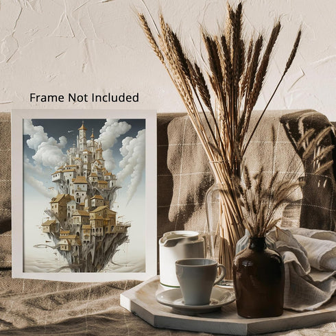 Posterizer 1 pcs-futuristic city in the skies-dreamy sci-fi art-Abstract & Modern Art-Fantasy & Fiction Art-Gift for Art Lovers-Decor for Home & O...