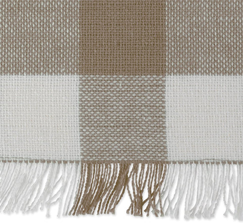 DII Heavyweight Fringed Check Tabletop Collection, Table Runner, 14x72, Stone Brown...