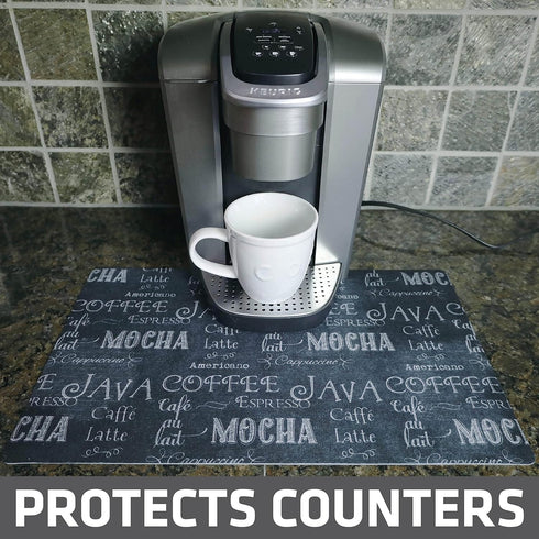Drymate Coffee Maker Mat, (Coffee Station Bar Accessory) Protects Kitchen Countertops From Spills, Stains & Scratches, Absorbent, Waterproof, Wash...