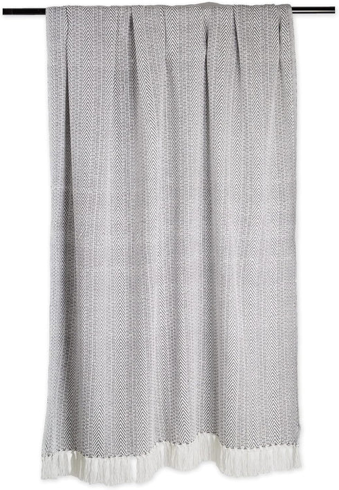 DII Herringbone Striped Collection Cotton Throw Blanket, 50x60, Gray...