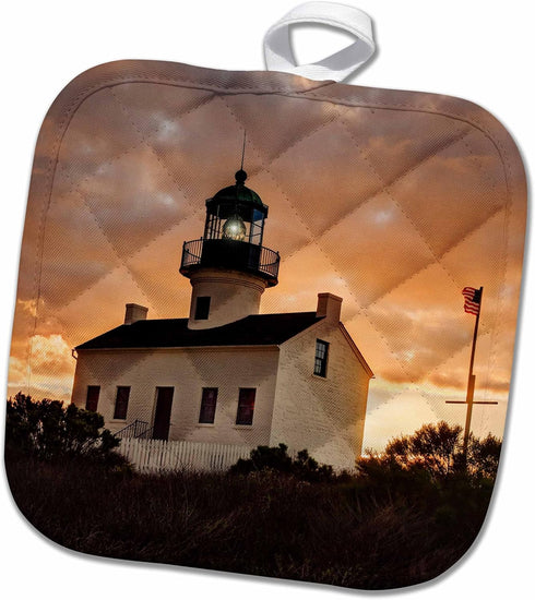3D Rose California San Diego Old Point Loma Lighthouse Pot Holder, 8 x 8...