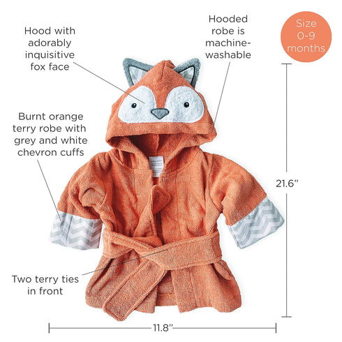 Baby Aspen "Rub-a-dub, Fox in the Tub Fox Hooded Baby Bath Towel/Baby/Toddler Robe, Baby Shower Gifts, 0-9 Months...
