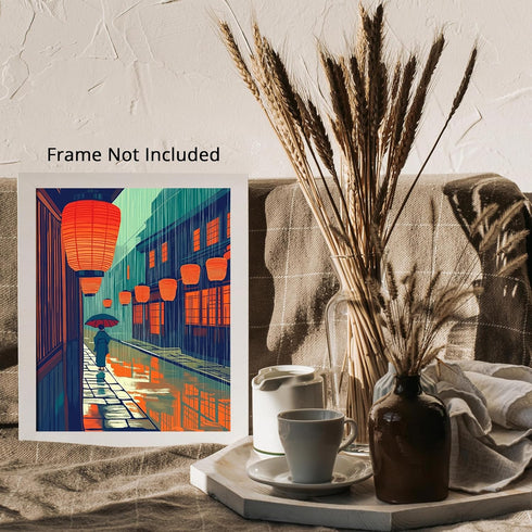 Posterizer 1 pcs-rainy evening scene in a traditional Japanese street 3-Collectibles & Fine Art-Vintage Art- Gift for Men Women Entrepreneur Teens...