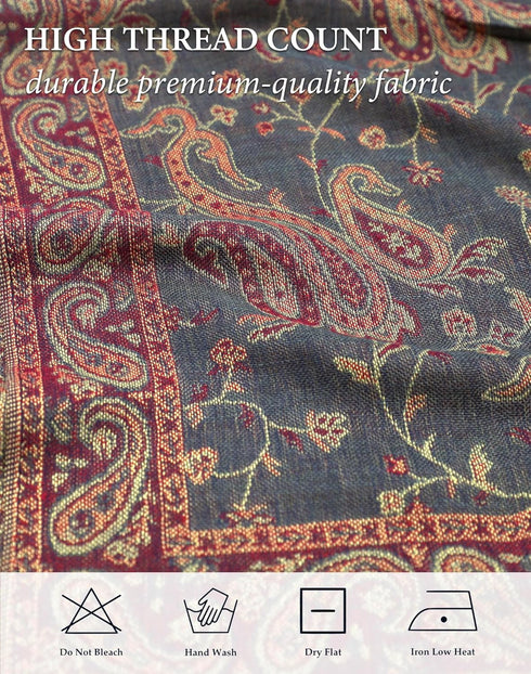 Achillea Reversible Paisley Pashmina Rave Scarf – Exotic Indian Shawls and Wraps for Evening Dresses, Festivals, All Seasons...