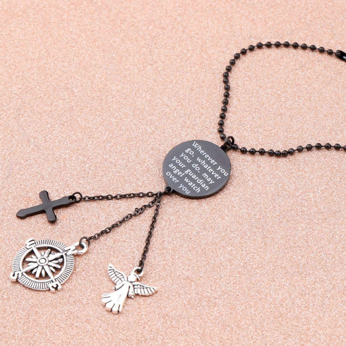 LQRI Guardian Angel Car Charm Guardian Angel Rearview Mirror Gift Wherever You Go May Your Guardian Angel Watch Over You Interior Accessories Car ...