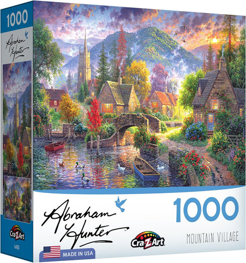 RoseArt - Abraham Hunter - Mountain Village - 1000 Piece Jigsaw Puzzle for Adults...