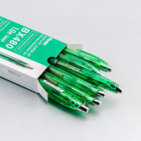 Pentel RSVP Super RT Ballpoint Pen, (1.0mm) Medium Line, Green Ink, Box of 12, (BX480-D)...