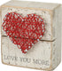 Primitives by Kathy 34248 Rustic White String Art Box Sign, 3.5" x 4", Love You More...