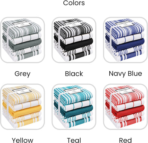 Cotton Clinic 16x28 Kitchen Dish Tea Towels Ring Spun Cotton Set of 5, Dish Cloths, Bar Towels, Tea Towels and Cleaning Towels, Kitchen Towels wit...