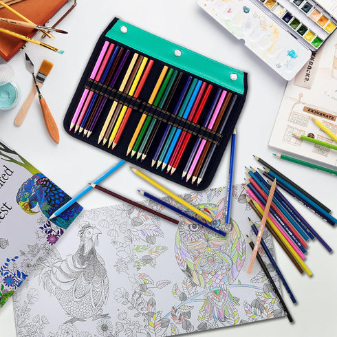 YOUSHARES 54 Slots Pencil Sleeve - Standard 3 Ring Binder Designed Pencil Page Compatible with 216 Slots Pencil Case for Watercolor Pencil, Gel Pe...