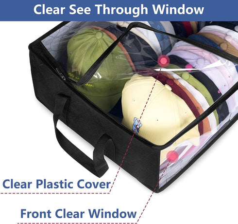 AOODA Wide Hat Storage for Baseball Caps, Large Capacity Hat Organizer for Closet Cap Holder Holds up to 40 Hats, Black...
