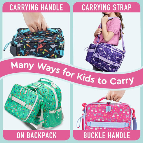 Bentgo Kids Lunch Bag - Double-Insulated, Reusable Lunch Bag for Kids 3+ with Adjustable Strap; Holds Lunch Box/Water Bottle/Snacks; Easy-Clean, W...