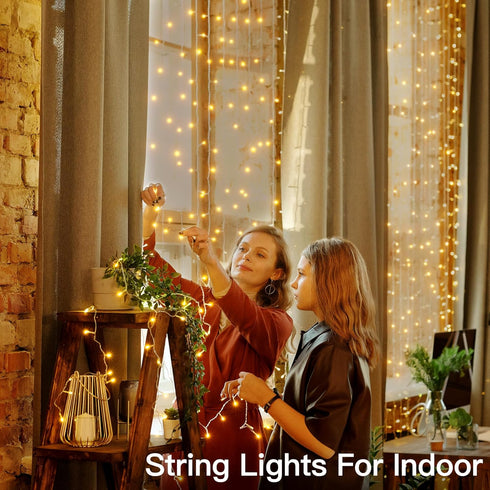 150 LED Christmas String Lights 49 FT, 8 Modes Plug in Waterproof Fairy Lights with Timer, Warm White Christmas Lights for Bedroom Party Wedding I...