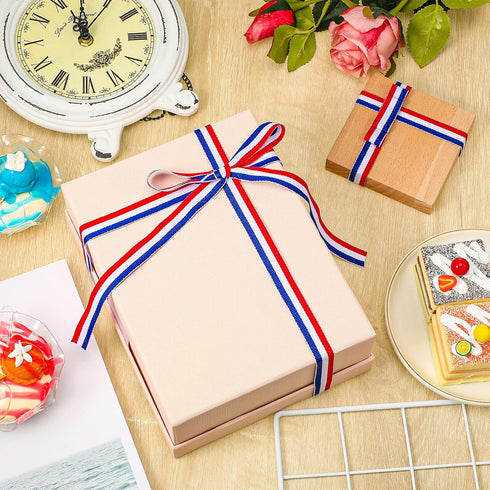 Red White Blue Striped Grosgrain Ribbon Use for Memorial Day Gift Wrapping, Party Decoration, DIY Crafting and Sewing (5/8 Inch x 50 Yard, Red, Wh...