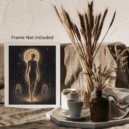 Posterizer 1 pcs-ethereal artwork of a being in cosmic setting 2-Abstract & Modern Art-Living Room Bedroom Decor- unframed wall art...
