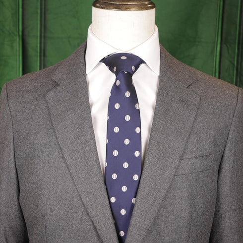 Sports Baseball Necktie With Box White Baseball Ball Navy Tie...