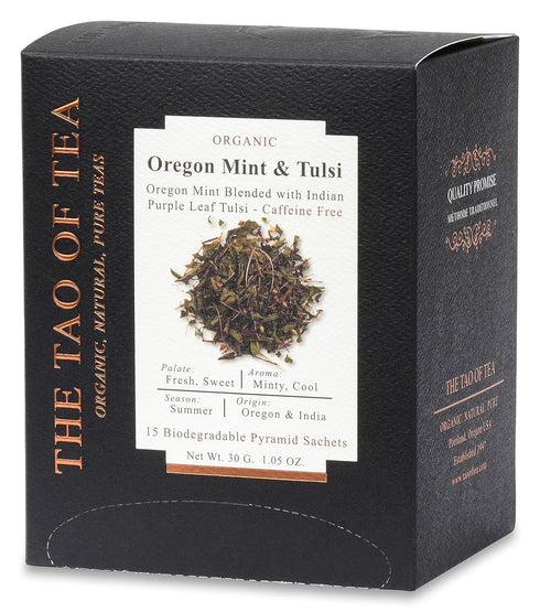 The Tao of Tea Oregon Mint & Tulsi Box Pyramid Sachets, 15 Pyramid Sachets...