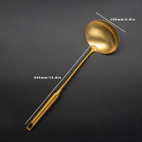 Stainless Steel Ladle Spoon Kitchen Turner - Big Soup Ladle Useful Cooking Utensil Tool - Soup Ladle-Gold...