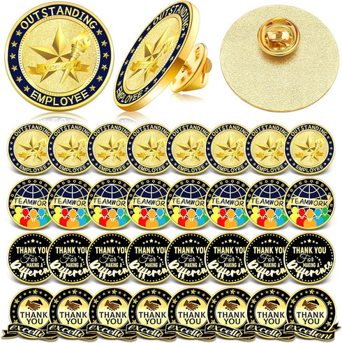 32 Pieces Employee Appreciation Lapel Pin 4/5 Inch Excellence Enamel Recognition Pins Appreciation Motivational Pins for Employee Staff Team Gift...