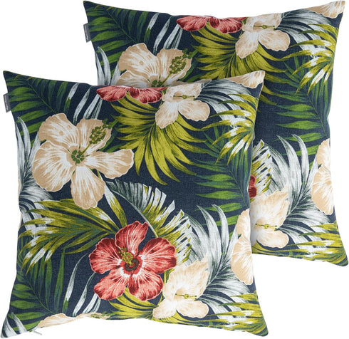 Pack of 2 Outdoor Waterproof Throw Pillow Covers 18 x 18 Inch, Decorative Cushion Sham Pillowcase Shell for Garden Patio Balcony(Midnight Floral)...