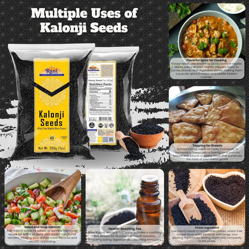 Rani Kalonji (Black Seed, Nigella Sativa, Black Cumin) Seeds 7oz (200g) ~ All Natural | Gluten Friendly | NON-GMO | Kosher | Vegan | Indian Origin...