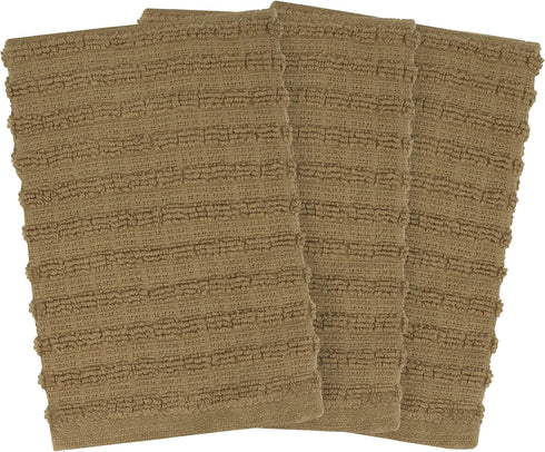 Ritz Royale Collection 100% Combed Terry Cotton, Highly Absorbent, Kitchen Dish Cloth Set, 13-3/4" x 12", 3-Pack, Solid, Mocha Brown...