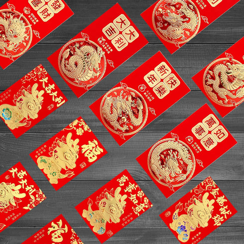 48 Pcs Chinese Red Envelopes 2024 Lucky Money Envelopes Hong Bao Red Pocket Envelope for Money Year of the Dragon 2024 Gifts for Spring Festival W...