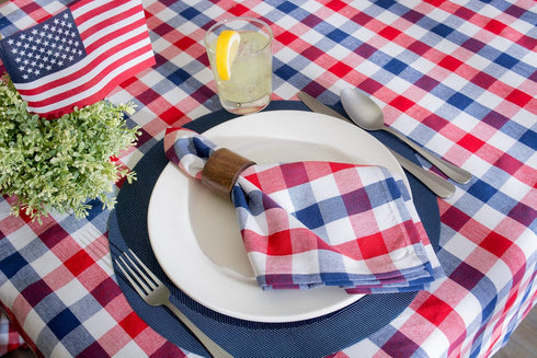 DII 4th of July Tabletop Collection, Napkin Set, Red, White & Blue Check, 6 Piece...