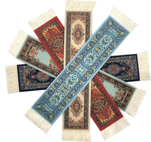 Set of 5 Rug Bookmarks, Colorful Carpet Book Marks for Reading, Miniature Oriental Style Design, Novelty Office Accessories...