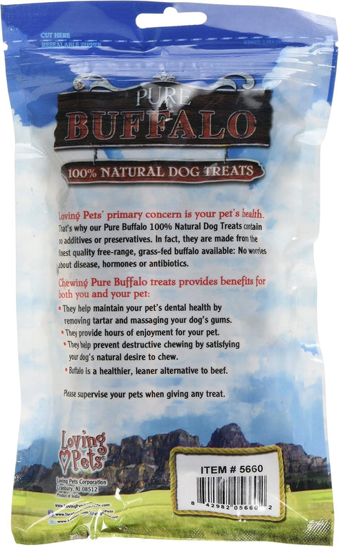 Loving Pets Pure Buffalo 6-Inch Braided Bully Stick Dog Treat, 3-Pack...