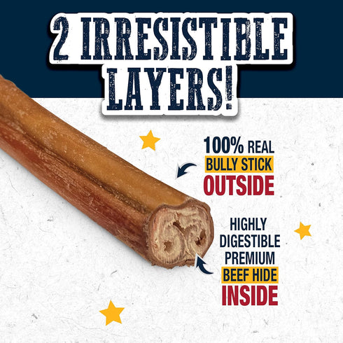 Cadet Bully Hide Sticks for Large Dogs – All-Natural Beef Pizzle, High Protein, Low Fat, Long-Lasting, Grain & Rawhide-Free Dog Chews for Aggressi...