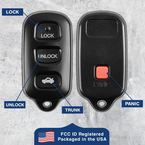 2X KeylessOption Key Fob for 1998 1999 2000 2001 2002 2003 2004 2005 2006 2007 2008 Toyota Camry Solara Sienna Matrix Pontiac Vibe Remote, 3-Butto...