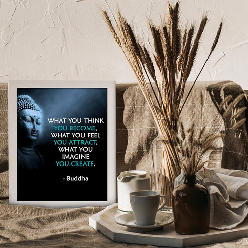 Posterizer 1 pcs-Spiritual Buddha Quotes-what you think you become-Motivational & Inspirational Art-Gift For Buddhism Meditation philosophy Fans- ...