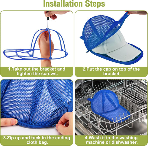 Hat Washer Cage, 1Pack Hat Washer for Baseball Caps Foldable Hat Cleaner for Washing Machine, Dishwasher Hat Rack Protector Organizer Storage for ...