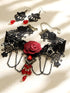 Sacina Set Red Flower Choker Earrings, Black Velvet Victorian Choker Necklace, Gothic Choker, Vintage Necklace, Costume Jewelry, Christmas Jewlery...