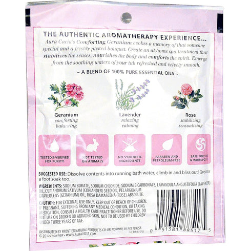 Aura Cacia Comforting Geranium Aromatherapy Mineral Bath | 2.5 oz. Packet | Rosa damascena...