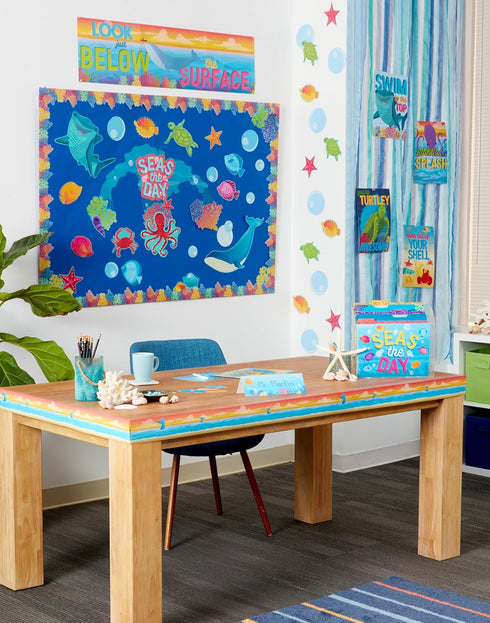Eureka Seas The Day We Swim Together Mini Bulletin Board Set and Classroom Decorations for Teachers, 36 Pieces...