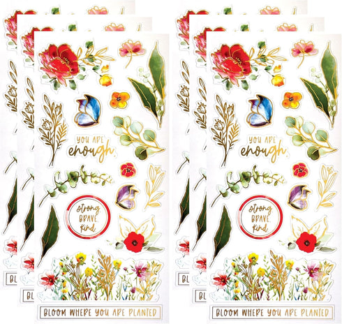 Paper House Productions Set of 6 Shiny Foil Enamel Effect Sticker Sheet for Crafts, Scrapbooking & Collecting - Wildflower Inspiration...
