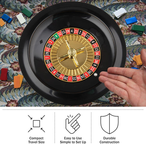 10-Inch Roulette Wheel - Casino Games with Wheel and 2 Balls Included - Adults Games for Game Night, Work Event, or Casino Party...
