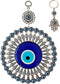 Glass Turkish Blue Evil Eye Wall Hanging Ornament with Little Hearts – Nazar Bead with Hamsa Keychain...
