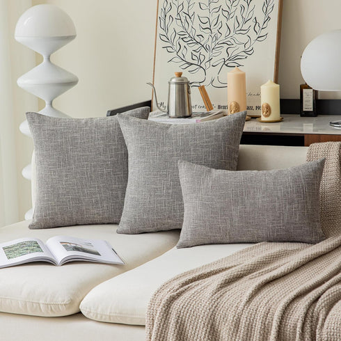 Kevin Textile Decorative Throw Pillow Covers Star Modern Farmhouse Pillowcases Indoor Outdoor, Set of 2, 20 x 20 inches (50x50cm), Grey...