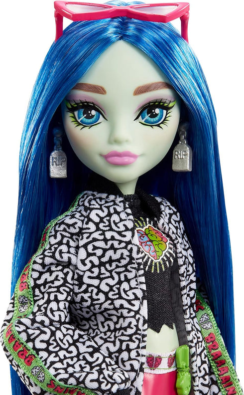 Monster High Ghoulia Yelps Posable Doll (10.3 in) with Blue Hair, Pet and Accessories, Gift for 3 Year Olds and Up...