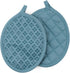 Sticky Toffee Oven Mitt and Pot Holder Set of 3 – Blue Non-Slip Kitchen Hot Pads and Mitts with Silicone Grip, 100% Cotton Shell, Oeko-Tex Cotton...