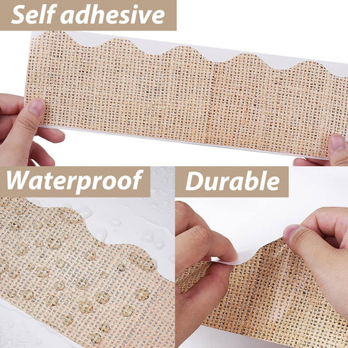 66 Feet Burlap Bulletin Board Border Self Adhesive Scalloped Border Trim Stickers for Bulletin Boards, Desks, Lockers, Home, School or Classroom D...