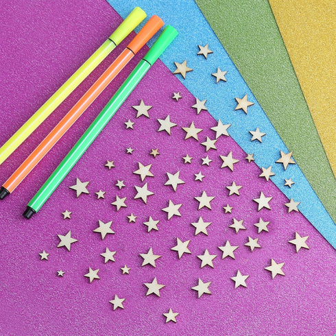 Luter 500 x Wooden Star Craft Ornaments Unfinished Blank Wooden Star Slices Embellishments for Christmas, Wedding, Party Decoration, DIY Cards, 5 ...