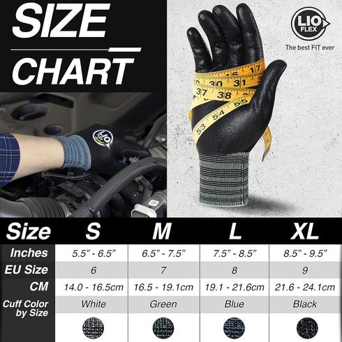 Nitrile Safety Work Gloves - 3 Pairs, Work Gloves with Grip for Men and Women, Lightweight Touchscreen Utility Working Gloves for Warehouse, Contr...