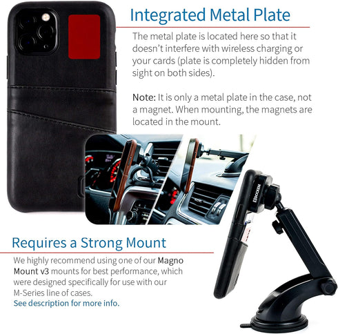 Dockem Wallet Case for iPhone 11 Pro: Built-in Metal Plate for Magnetic Mounting & 2 Credit Card Holders: M2 Exec Premium Synthetic Leather (5.8, ...