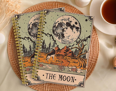 Moon Tarot Journal Notebook, Witch Journal, 5.5×8.3 Inch Spiral Bound Notebook, Witchy Gifts for Women, Gothic Journal, Moon Tarot Card Journal No...