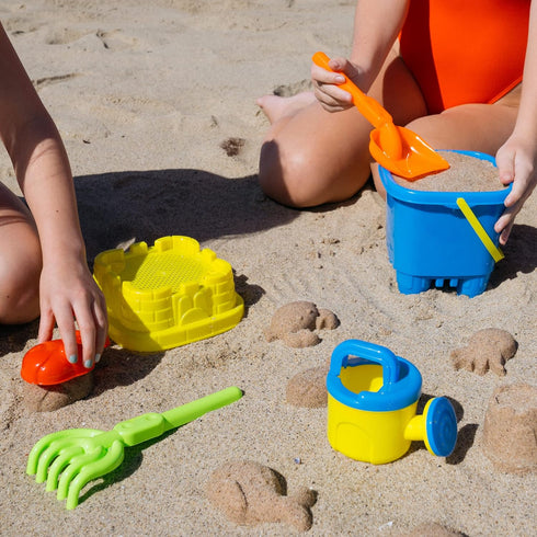 PREXTEX 10 Piece Beach Sand Toys Set for Kids - Bucket with Sifter, Shovel, Rake, Watering Can, 5 Animal and Castle Sand Molds for Kids & Toddlers...